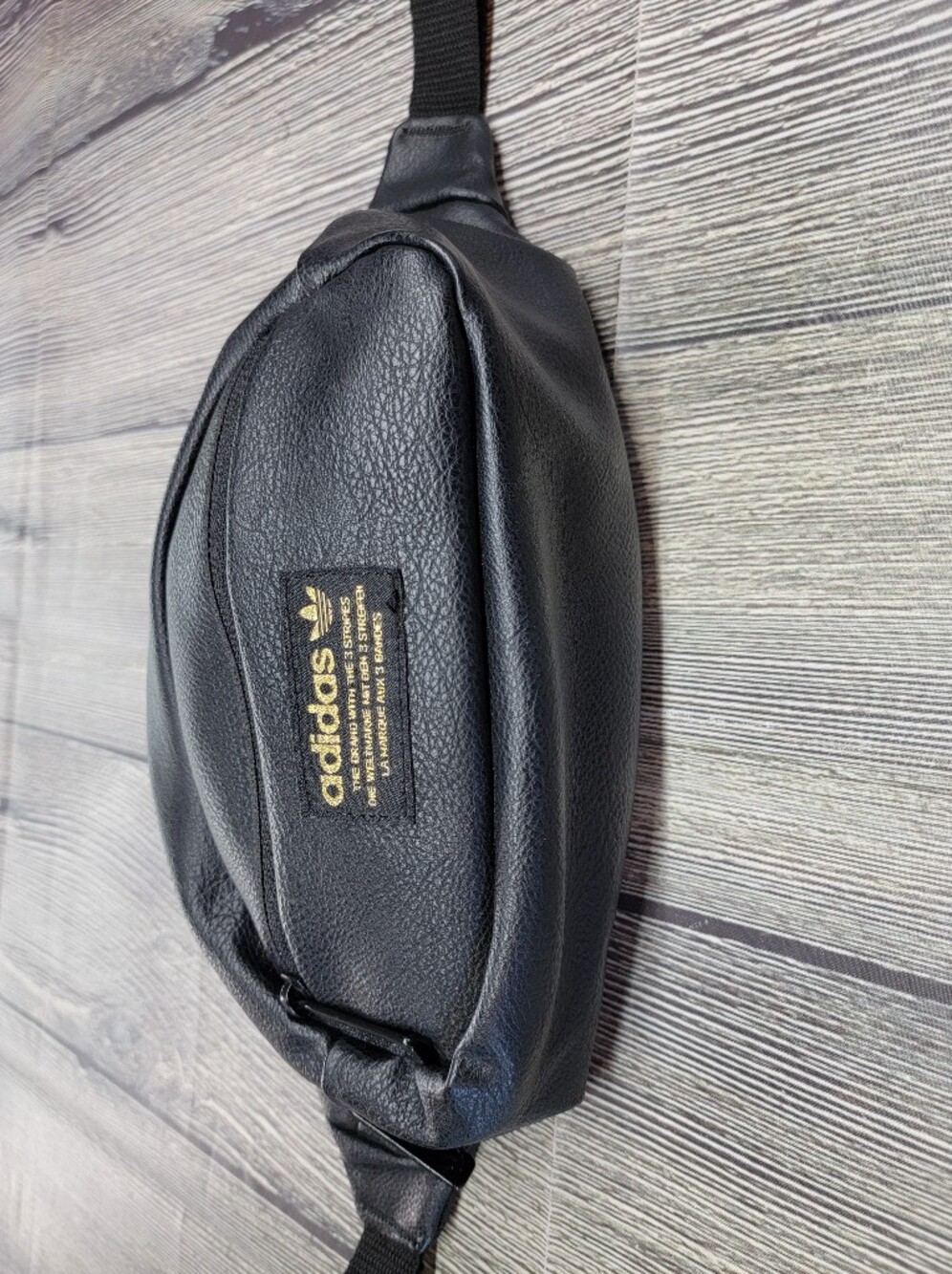 Adidas Originals Faux Leather Waist Pack Fanny Pack Black Gold Festival Unisex - Picture 7 of 16